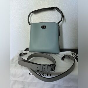 Coach Willow Bucket Bag Colorblock - light blue, light gray, gun metal hardware